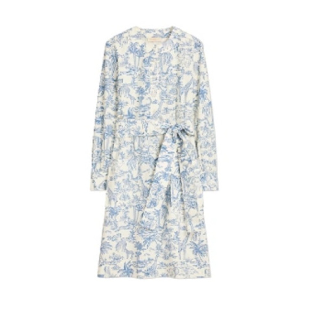 Tory Burch long sleeve shirt dress size 0 toile print ivory far and away